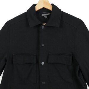 H&M Mens Shirt Size S Black Button Up Shacket NormCore ScandiStyle Snap Button